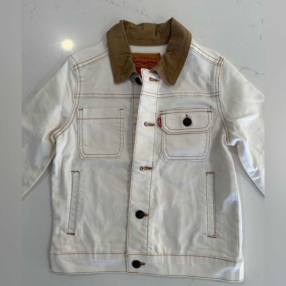 NWT Levi's Kids White and Tan Jean Jacket